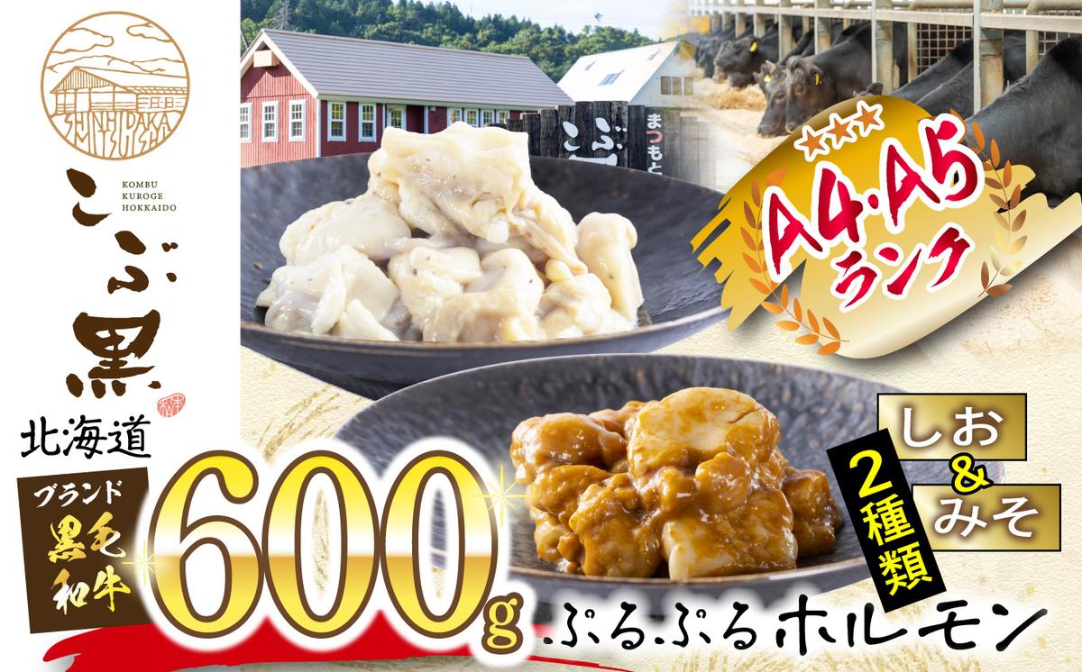 北海道産 黒毛和牛 こぶ黒 和牛 しお ＆ みそ ホルモン 計 600g 各 300g