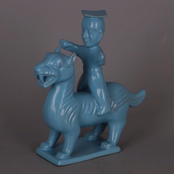 宋 汝窯蘭釉乾德元年人物擺件 仿宋代清涼寺御制收藏老貨復古家居