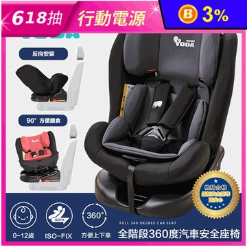 【YODA】ISOFIX全階段360度汽車安全座椅 (2色任選)