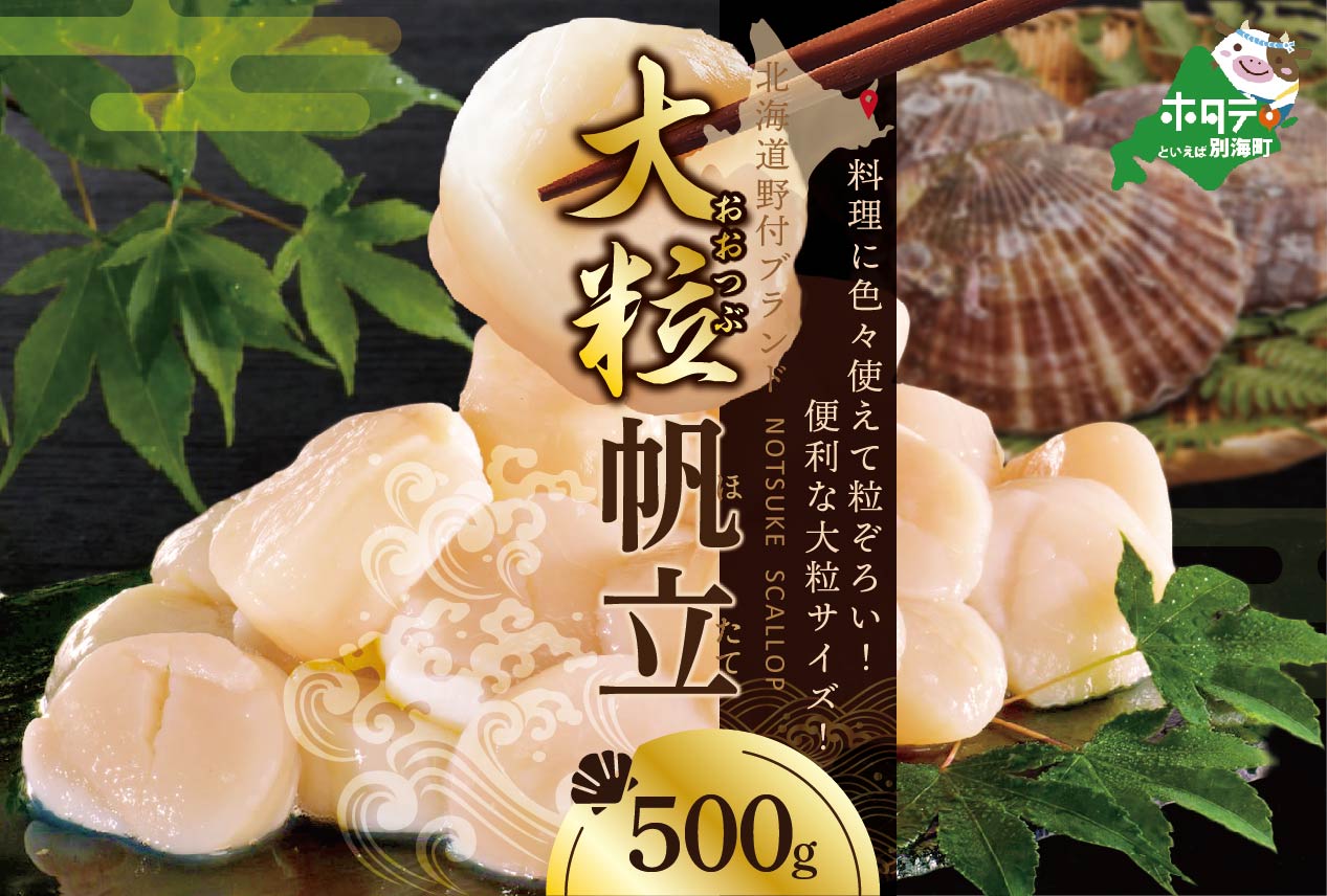 ★ND北海道 野付産 漁協直送 冷凍ホタテ 貝柱 大粒（2Sサイズ）ホタテ500g