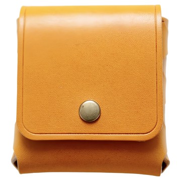 手工復古植鞣皮革掀蓋零錢包  黃棕色  61g