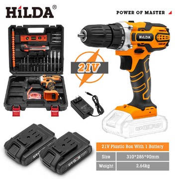 【HILDA】希爾達電動工具 21V 雙電 震動電鑽起子+20件工具組