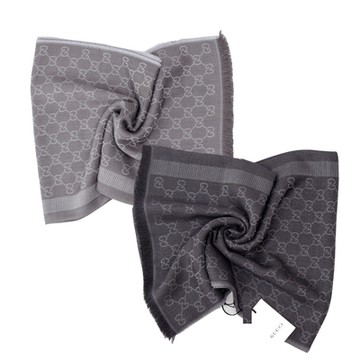 GUCCI GG LOGO絲羊毛雙色流蘇披巾 195*70(多色選)