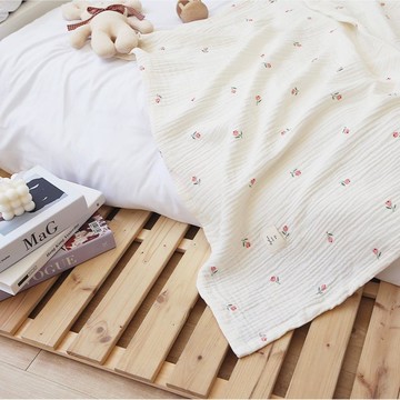 Ma lolotte 嬰兒印花莫代爾安撫毯  90 x 130 厘米  鬱金香款 米色