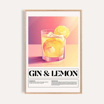 柑陽琴酒 Gin & Lemon / 調酒藝術掛畫 畫芯 海報
