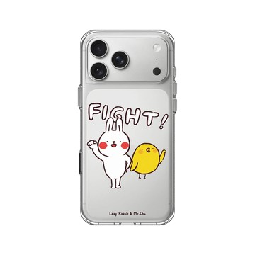 iPhone 17 Pro Max Clear Case（相機按鈕） 透明 - 懶散兔與啾先生 Lazy Rabbit and Mr.Chu - 一起加油