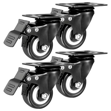 超靜音萬向旋轉活動輪 平底煞車款 4個 25 x 40 x 7mm 適用於辦公椅、推車等家具