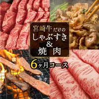 ＜定期便・全6回(連続)＞宮崎牛定期便すき焼き・しゃぶしゃぶ＆焼肉(6ヶ月コース)