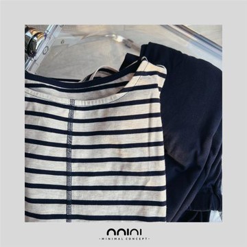 Minimal Concept【慵懶周末】日式極簡條紋長袖針織睡衣套裝