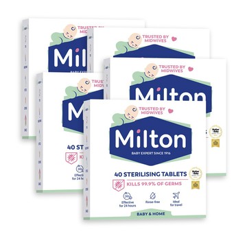 【Milton米爾頓】消毒錠40入5盒 (奶瓶消毒 奶嘴消毒 奶瓶清潔 洗衣機消毒 次氯酸)
