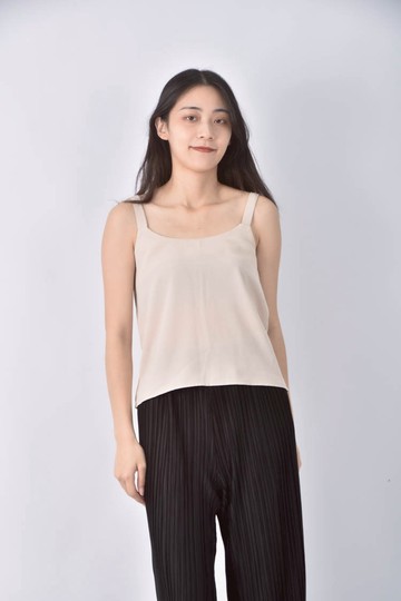 (S) poly m無袖杏色上衣