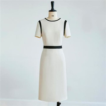 【巴黎精品】洋裝短袖連身裙-撞色拼邊修身小香風女裙子a1gv10