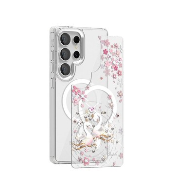 Samsung S26/S25/S24系列 可拆式磁吸片材彩鑽手機殼-天鵝湖