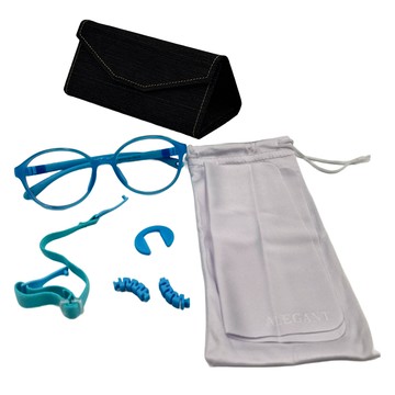 ALEGANT 無螺絲設計輕量矽膠抗壓彈性圓框 UV400 兒童款光學濾藍光眼鏡 (8-11歲適用)  藍色  18 x 8 x 7cm