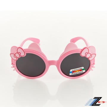 Z-POLS 兒童專用可愛粉蝴蝶結矽膠軟質彈性壓不壞 Polarized寶麗來偏光太陽眼鏡(抗紫外線UV400)