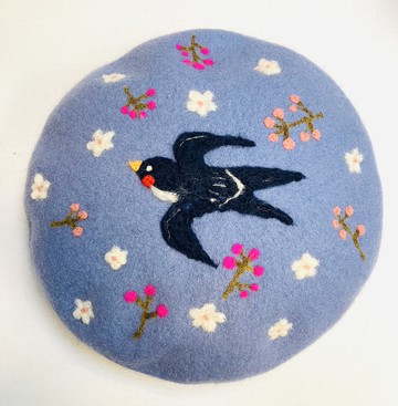 羊毛氈貝蕾帽-  春燕歸家