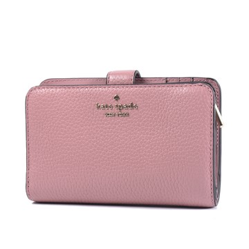 KATE SPADE Lena 荔枝紋釦式中夾-暮玫瑰