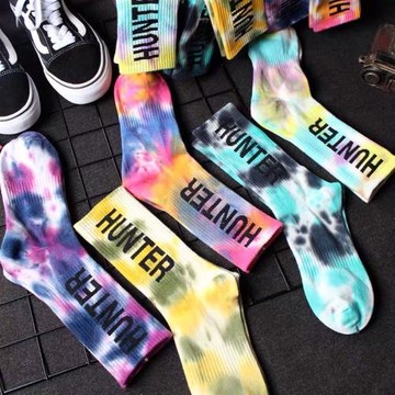 襪子扎染襪子女ins潮流男士中長筒春夏季街頭滑板運動潮牌襪子男