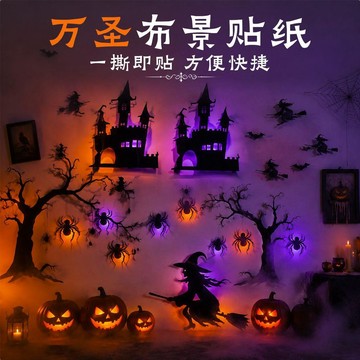 【臺灣出貨】萬聖節發光蝙蝠蜘蛛牆貼 鬼節派對氛圍裝飾貼紙 商場店鋪室內場景佈置拍照道具 蜘蛛牆貼 萬聖節佈置