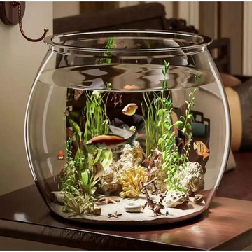 JiueseAqua~圓形壓克力 防碎造景生態缸 高清小魚烏龜 水草  高透明