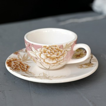 迷你款卡布奇諾陶瓷咖啡杯碟精致下午茶點心碟子功夫茶杯釉下彩