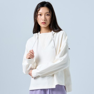 超級百搭款!可愛花花簡約帽T(米白)-女