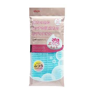 Aisen 立體編織易起泡尼龍澡巾 25 x 100 cm 100%尼龍材質 日本產  藍色  1入  1包