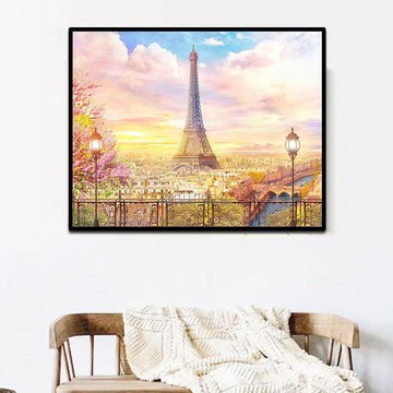 快速出貨 台灣現貨鑽石貼畫 客廳掛畫 貼鑽畫 diy 鉆石畫滿鉆浪漫風景埃菲爾鐵塔5D點鉆貼鉆客廳裝飾畫 鑽石貼畫 畫 鑽 貼鑽