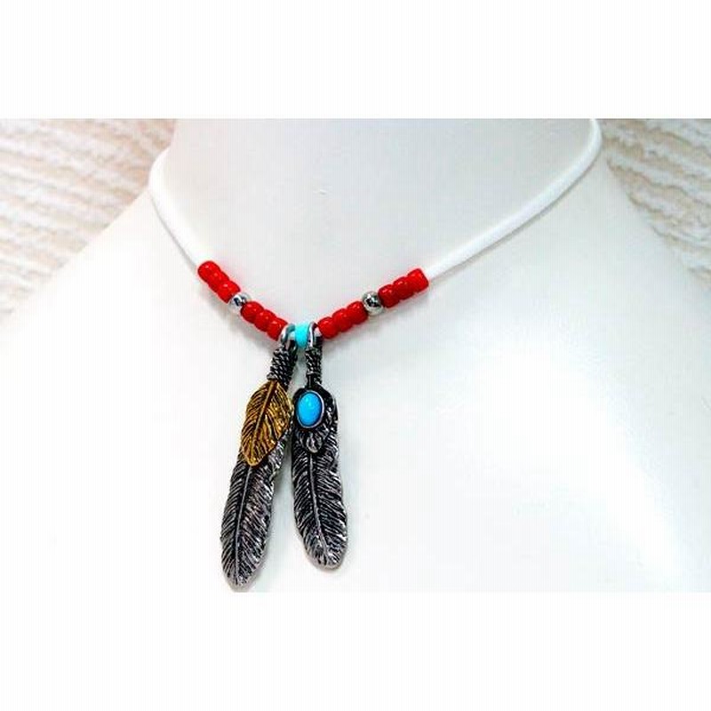 ターコイズビーズ羽根ペンダントネックレス 楽天市場】フェザー