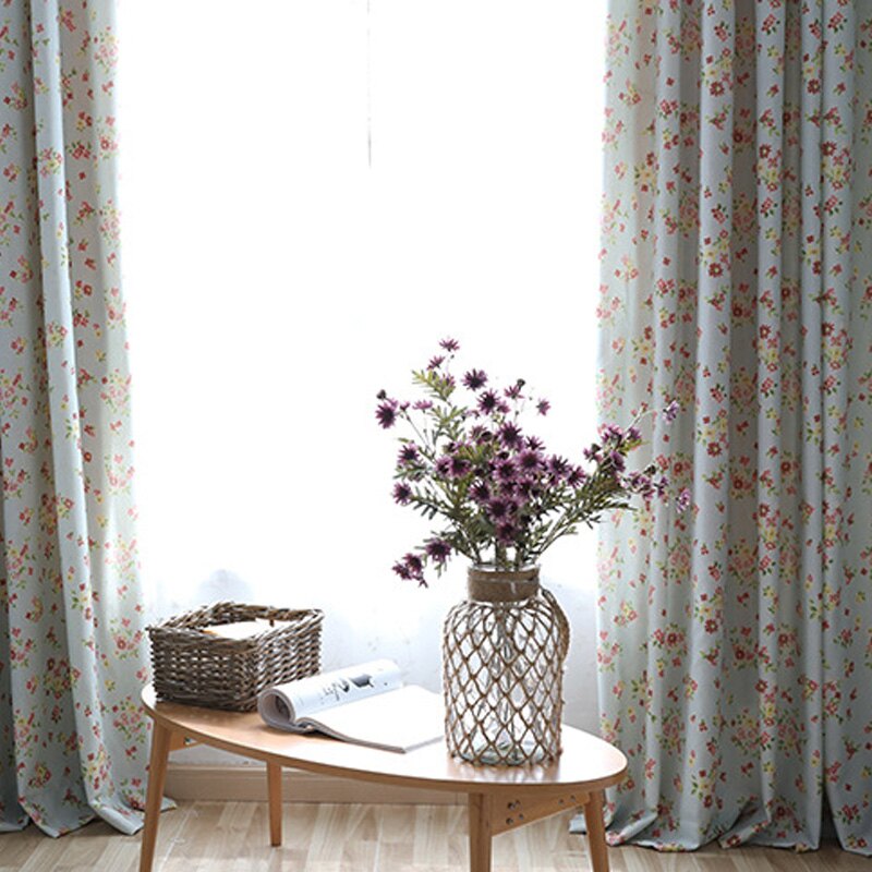 美式鄉村田園半遮光碎花臥室客廳落地窗窗簾成品現代小清新布簾