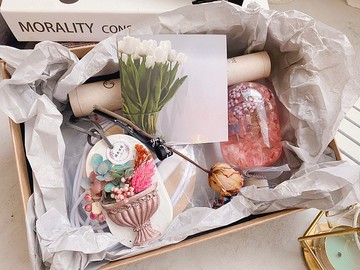 浮油花水晶球+花盆擴香禮盒組