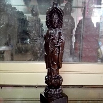 新款越南天然沉香木木雕工藝品南海送子如意觀音木質擺件三面觀音1入