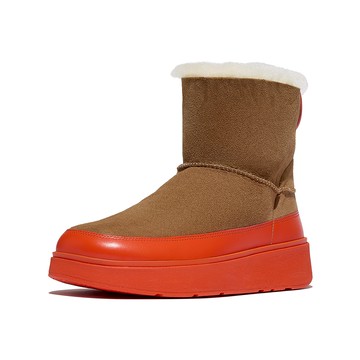 GEN-FF 迷你雙面羊毛靴-沙漠棕褐色/熱情橘色