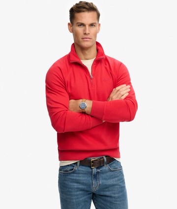 Superdry Men's Essential Logo Raglan Henley Jumper Red Size: Xxl