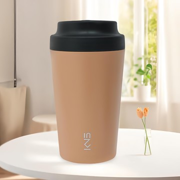 KNS 康納斯 簡約陶瓷內膽保溫隨行杯 8.7 x 8.7 x 16.2cm  卡其黃  380ml  1個
