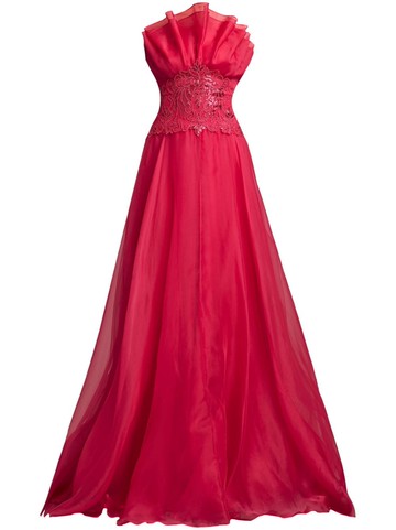 Tadashi Shoji - Kerwin strapless embellished organza gown - women - Nylon/Polyester - 12 - Pink