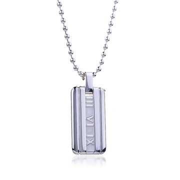 二手品 Tiffany&Co. 蒂芙尼 Atlas系列 羅馬數字軍牌925純銀型男項鍊