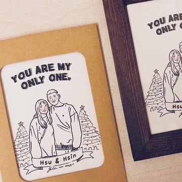 julie.c客製畫 / 線條人像畫-卡片相框組| 雙色相框隨機出貨