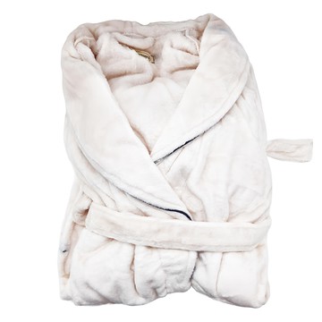 收納王妃 法蘭絨男女浴袍睡袍 XL ( 長115cm 胸圍58cm 袖長59cm )  經典白  1件