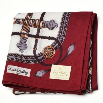 Louis Quatorze PARIS 酒紅色馬術印花字母LOGO帕巾(48CM)