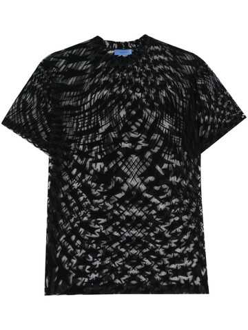 Mugler - flocked tulle T-shirt - women - Spandex/Elastane/Polyamide - 38 - Black