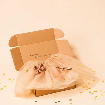 手工澎澎裙－珍珠白+Bownita閃閃水鑽Tan+芭蕾舞伶Pink Flare - 5~6Y