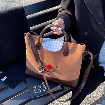 時尚休閑2025新春新款大容量托特包女復古條絨單肩包上班通勤女包