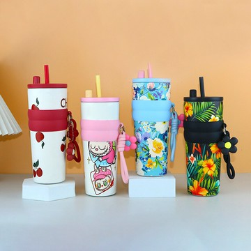 2025新款高顏值咖啡杯大容量316不銹鋼保溫杯真空帶手提水杯 鑫弘-數碼配件