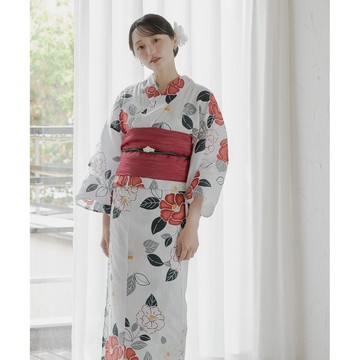 Nissen 小隻女專屬 現代花卉純棉浴衣2件組 150cm低個子必備 附兵兒帶 夏日祭典 顯瘦