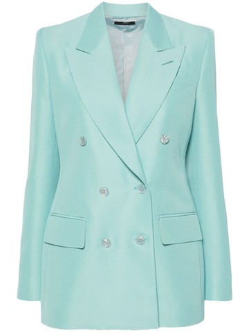 TOM FORD - double-breasted blazer - women - Virgin Wool/Cupro/Viscose/Silk - 36 - Blue