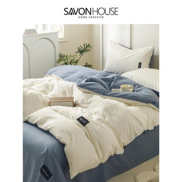 60支純棉四件套全棉純棉床單被套罩床笠長絨棉床上用品撞色水洗棉