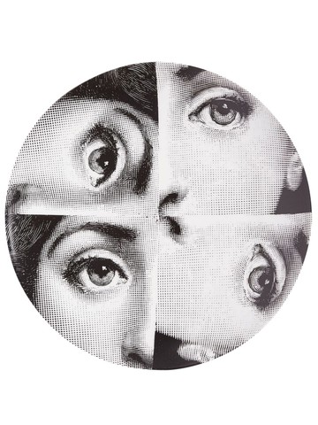 Fornasetti - Tema e Variazioni n.244 wall plate - unisex - Porcelain - One Size - Black