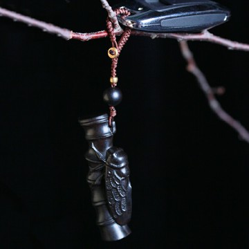 黑檀木雕一鳴驚人鑰匙扣掛飾木質竹子蟬禮品掛件知了節節高鑰匙扣