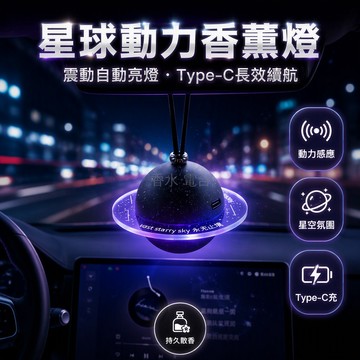 台灣出貨✨ 星球汽車掛件 車載香氛擺件 感應七彩變色燈 持久淡香氛圍燈 海洋小蒼蘭香 黑色灰色款